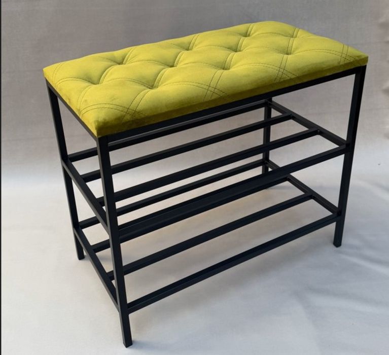 Банкетка для прихожей с мягким сиденьем, поличка для взуття, лавочка