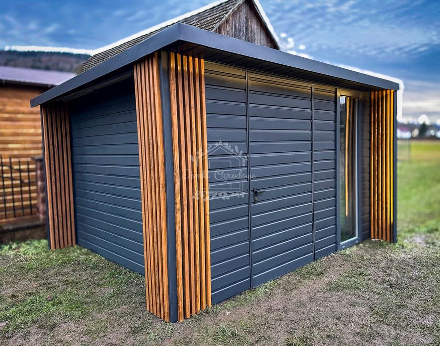 Schowek Domek ogrodowy PREMIUM 3x3m wiata 0,5m  Dekor z lameli  ID904