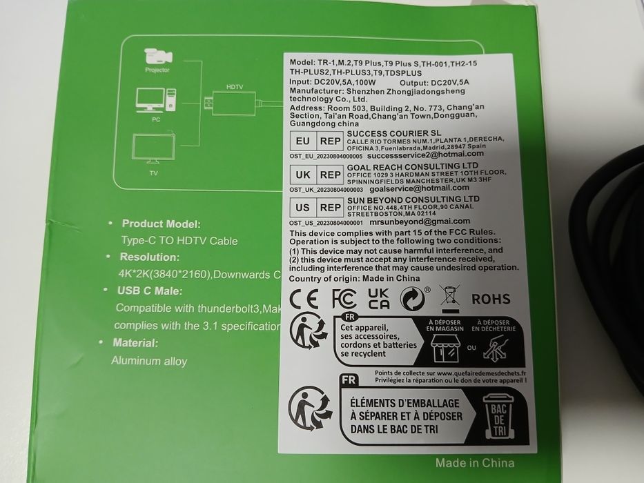 Cabo usb C to HDMI macho 4 K (3 metros)
