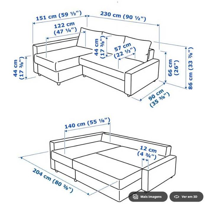 Sofá-cama com arrumação Ikea FRIHETEN