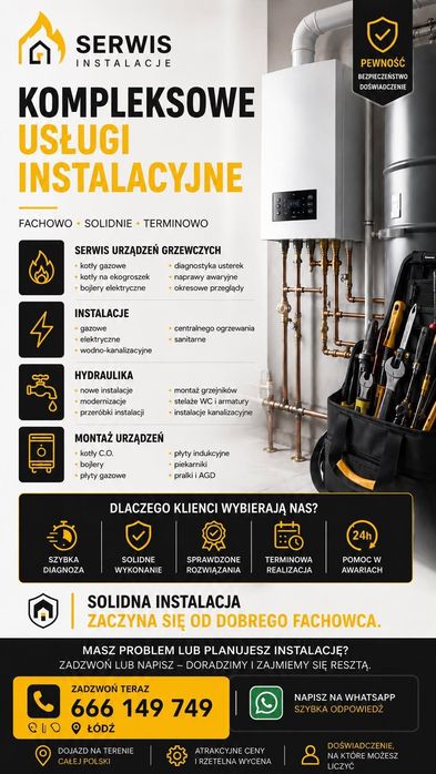 KOTŁY-PIECE GAZ/EKOGROSZEK,PELET , Montaż-SERWIS , Elektryk gazownik hydraulik ,urzadzenia AGD