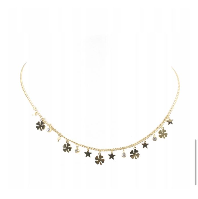 Celebrytka Cyrkonie Koniczynki Gwiazdki Stal 00276 Blueberry