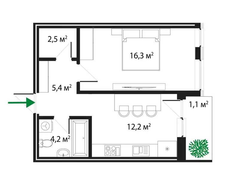1-кімнатна квартира | GRAND HILLS | Ужгород, новобудова - GH 4.10