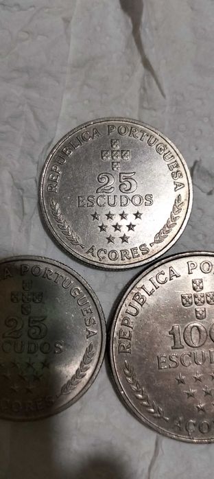 Moedas Acores 100 escudos e 25