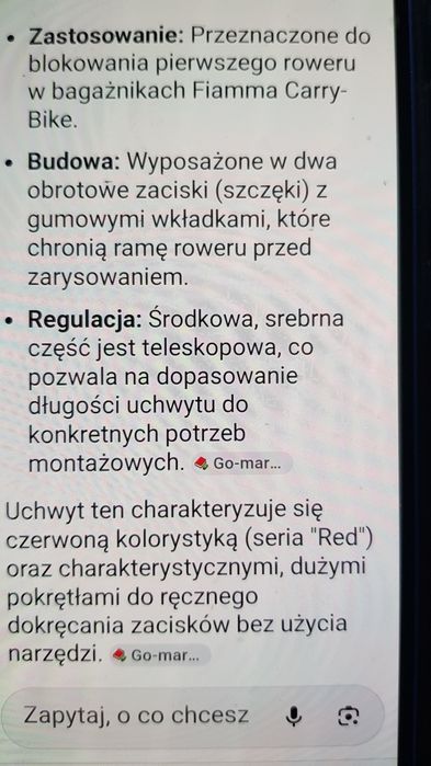 Uchwyt mocujący rowery  Fiamma na bagażniku ppy lub kampera.