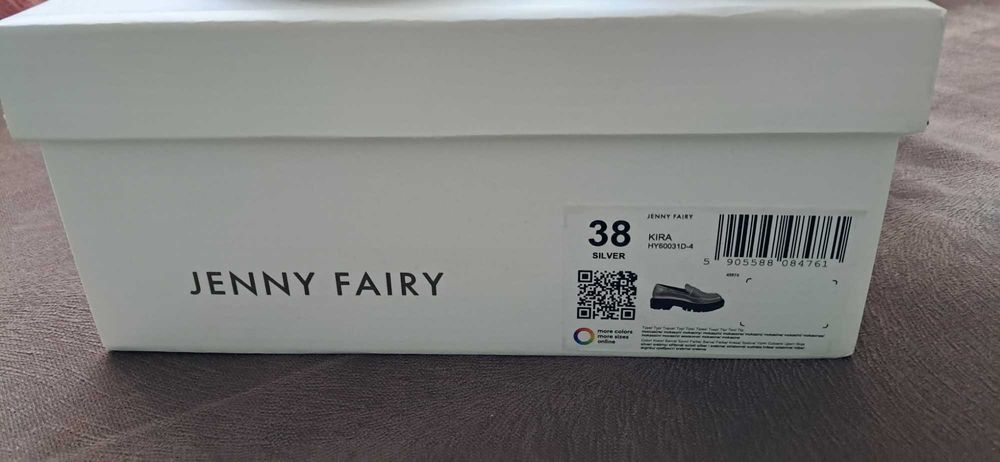 Buty damskie mokasyny srebrne ( nowe) rozmiar 38