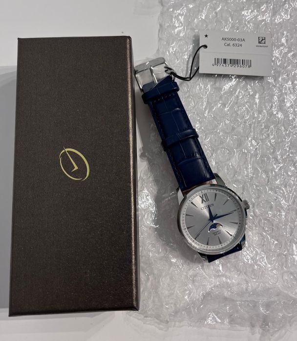 Zegarek Citizen AK5000-03A Niebieski z fazami księżyca NOWY