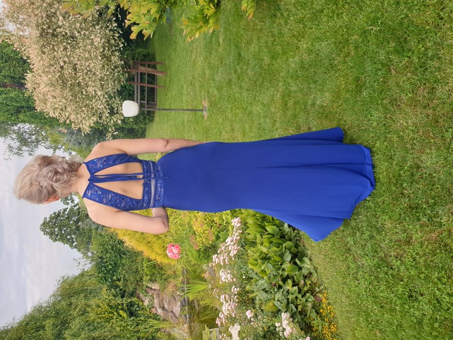 Sukienka maxi niebieska świadkowa poprawiny