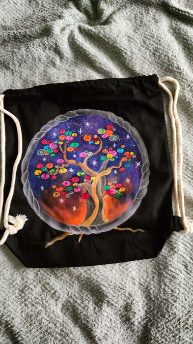 Worek ,plecak ręcznie malowany