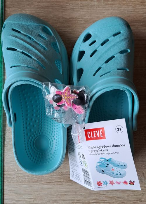 Klapki ogrodowe Cleve turkusowe rozmiar 37