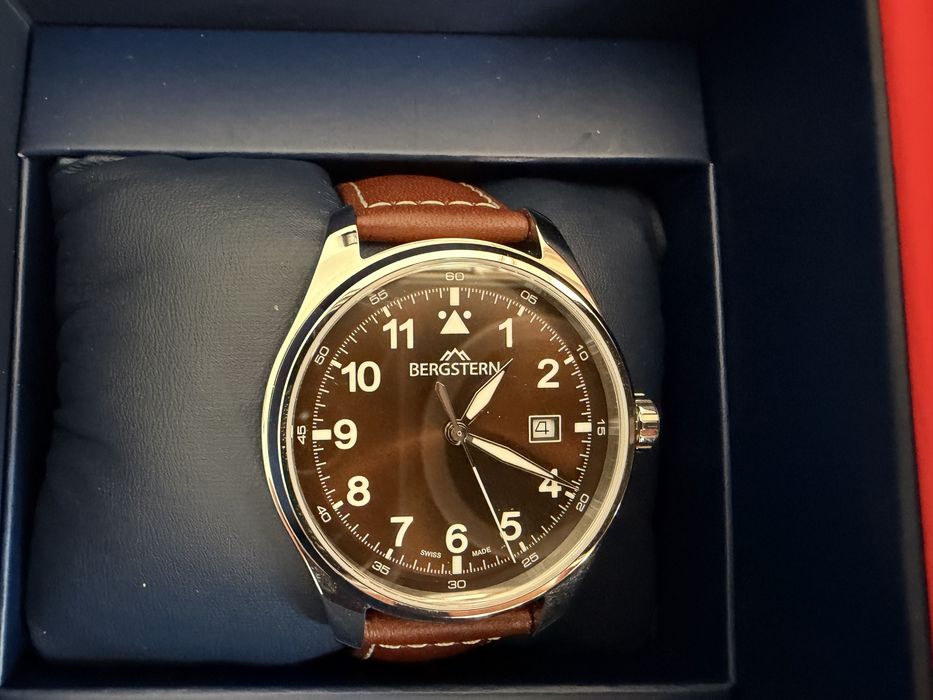 NOWY Bergstern Swiss Made | Sapphire | 10 ATM | skóra | komplet