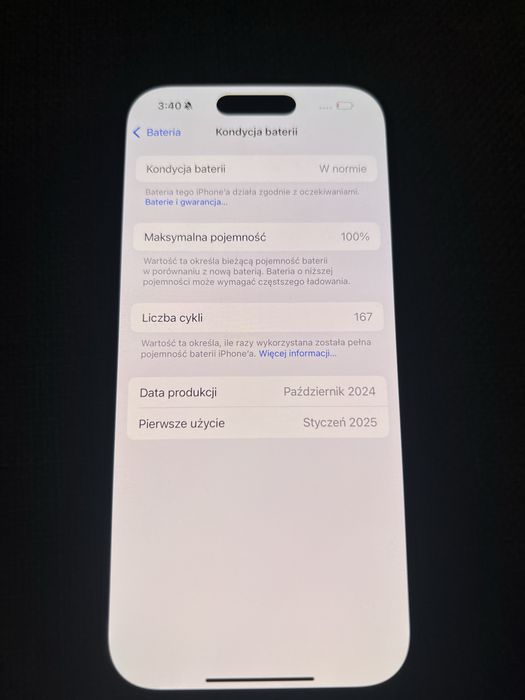 Iphone 16 pro 256gb, 100% bateria, gwarancja