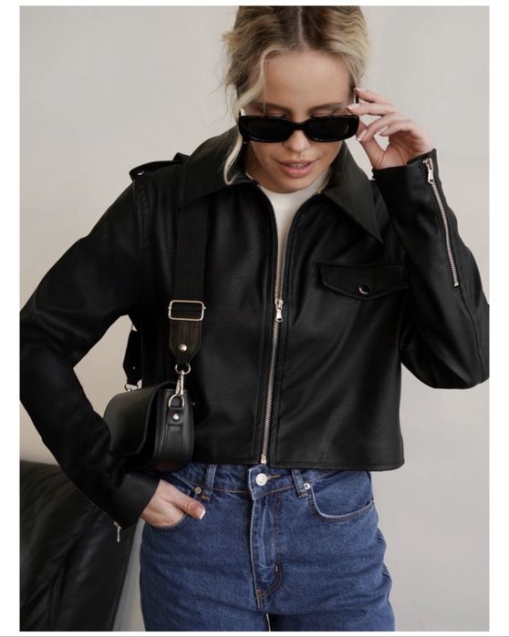 Укорочена шкіряна куртка