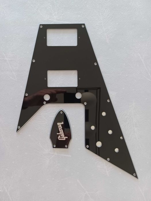 Pickguard Gibson Flying V - Preto 3ply e Truss Rod Cover