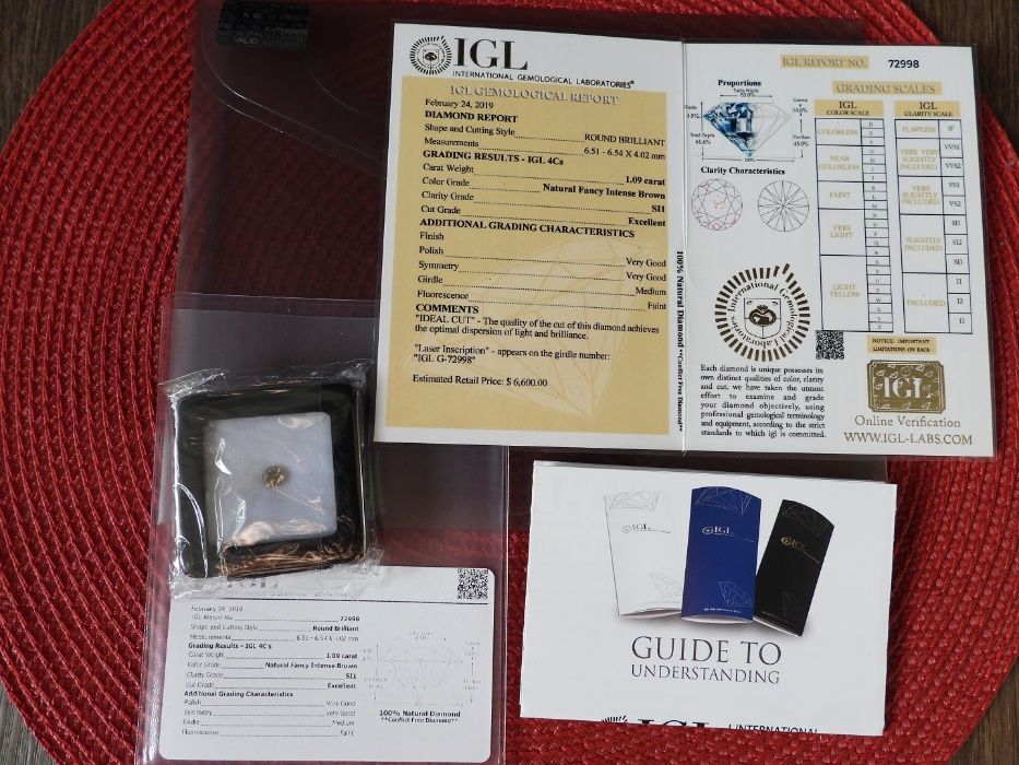 Piękny Diament 1.09 ct SI1. Certyfikat