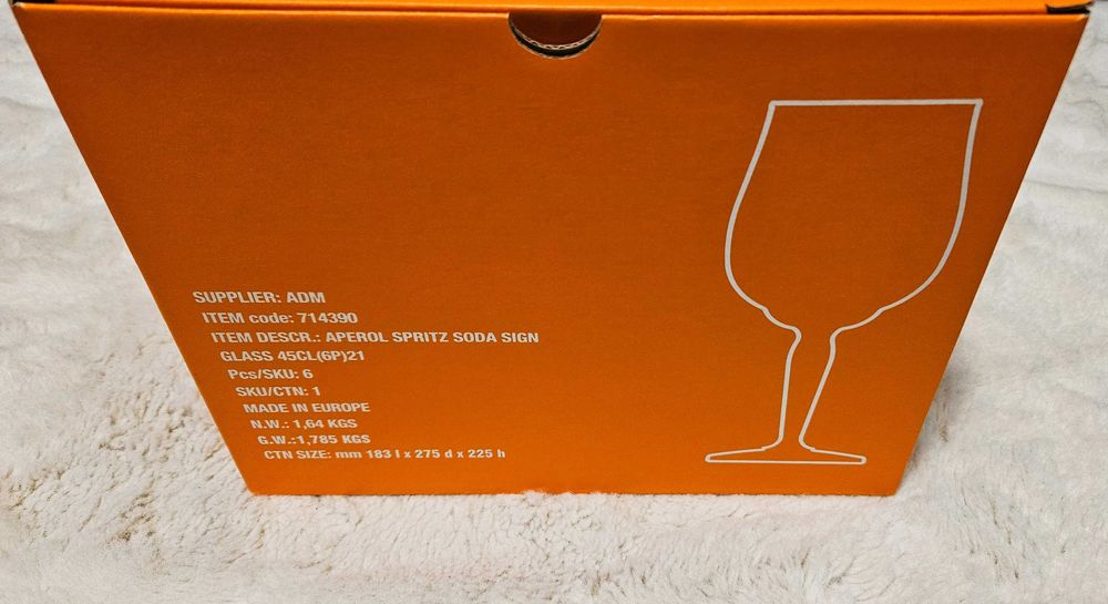 APEROL SPRITZ 6 sztuk Oryginalne kieliszki w kartonie