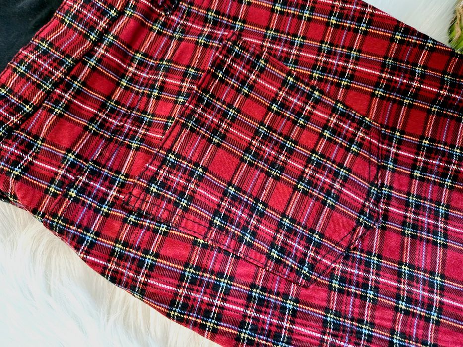 NOWE SPODNIE W SZKOCKĄ KRATĘ kratkę jeansy rurki slim wide legs ciążow