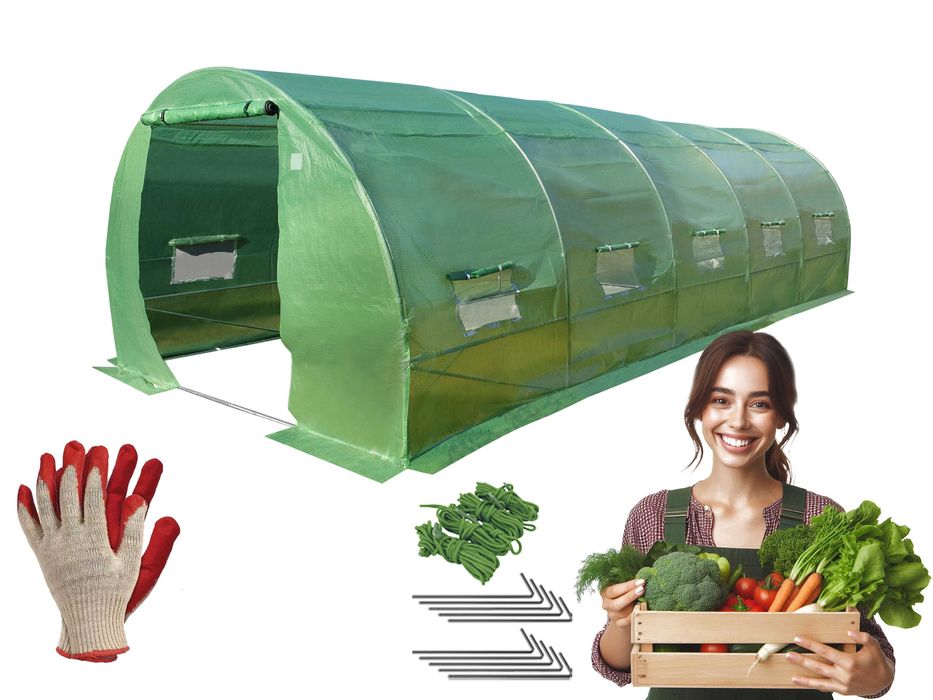 TUNEL 3x8 foliowy ogrodowy 24m2 rurka 25mm DWA WEJŚCIA GRATIS foliak