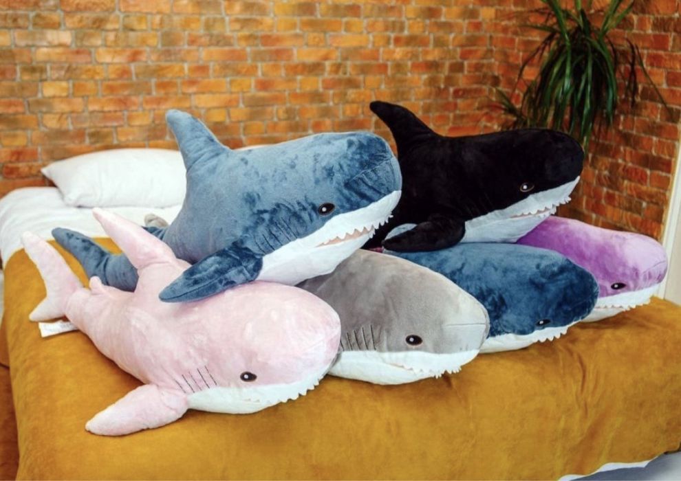 Мʼяка іграшка Акула ікеа синя рожева Мягкая игрушка Акула IKEA синяя