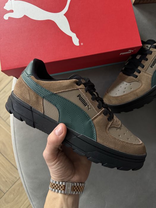 Nowe Skórzane Sneakersy Męskie Puma Caven Brązowe Skórzane Trampki 41