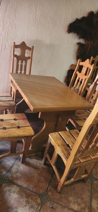 Стіл та стільці з масиву дуба б/у
