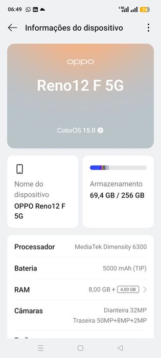 Oppo Reno 12 F 5G 256GB 8GB RAM Verde – Excelente Estado – 4 Películas