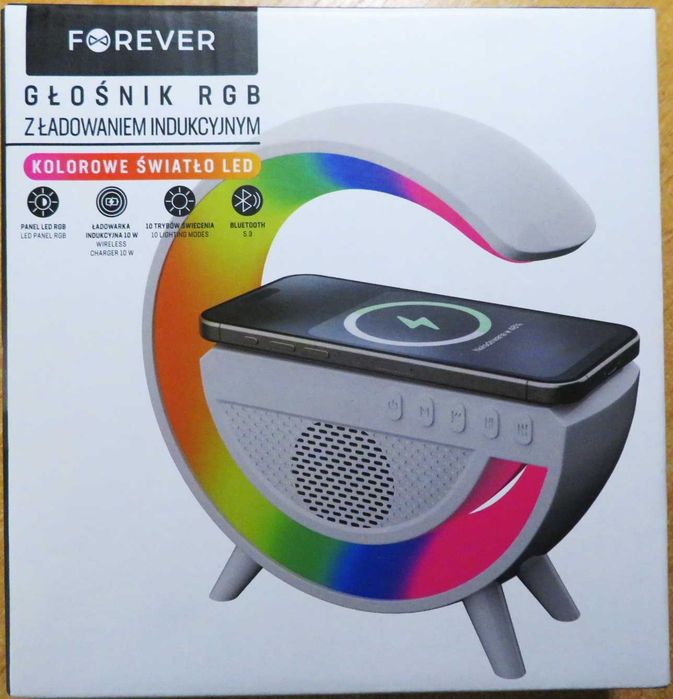 Głośnik RGB Google Bluetooth Ładowarka Indukcyjna