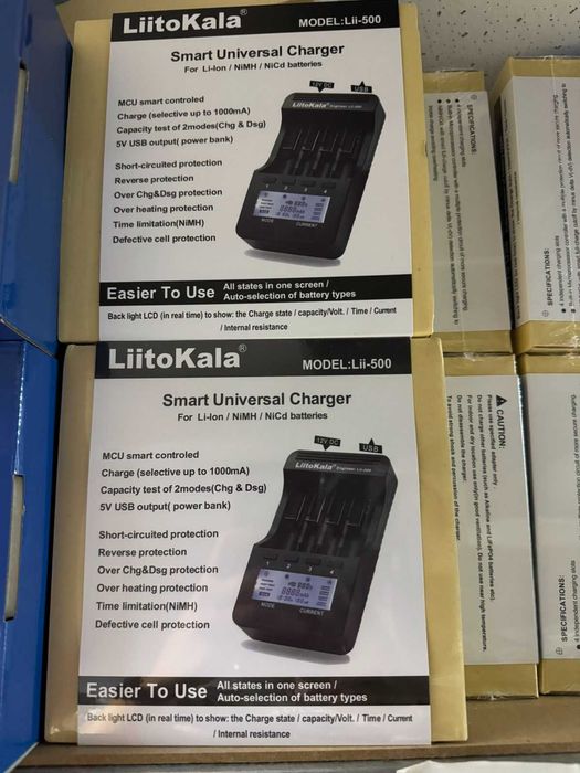 Зарядное устройство LiitoKala Lii-500 интеллектуальное + POWER BANK, АА, ААА, 18650, 26650 Li-ion, Ni-MH/Ni-Cd, ОРИГИНАЛ