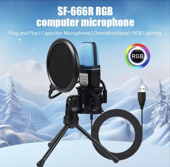 USB-микрофон RGB микрофон конденсатор проводной игровой микрофон