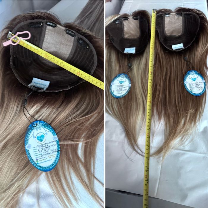 Натуральная большая накладка парик шёлк кожа славянка русый волос 50см