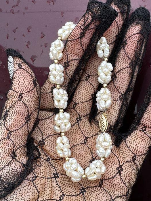 Браслет: річкові перли і золото 14К(585)