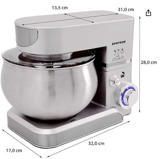 Batedeira Planetária - Syntrox Germany Modelo KM-5.0 Basic Silver - Muito pouco uso