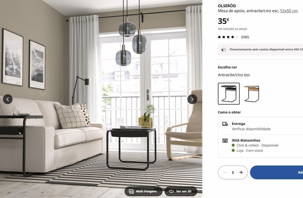 Mesa de apoio OLSERÖD IKEA.
Nova, sem uso.