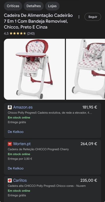 cadeira alimentação infantil chicco polly progres5