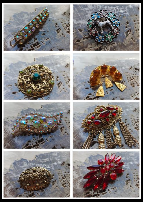Старинные броши подвески