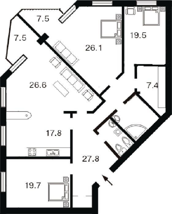Продажа 4к квартиры ул. Окипной Раиcы 4