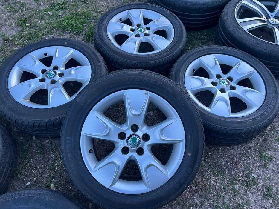 Koła 15 5x100 Skoda Fabia Roomster Praktik Rapid Seat Ibiza Cordoba VW Polo 195 55 R15 7mm Lato Letnie Komplet