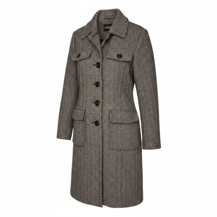 Street One płaszcz trencz w jodełkę z wełny 40 wełna vintage y2k tweed wełna naturalna wełniany