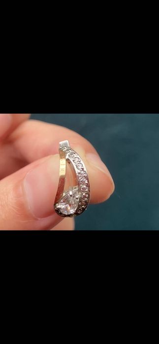 Сережки срібло 925 з золотою вставкою та фіанітами