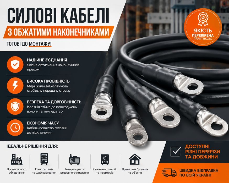 Силовий кабель з наконечниками