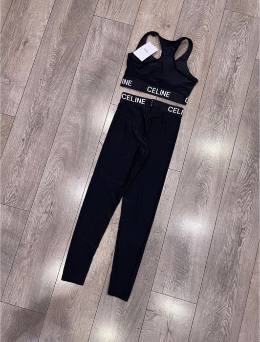 Жіночий чорний костюм лосини і топ Celine