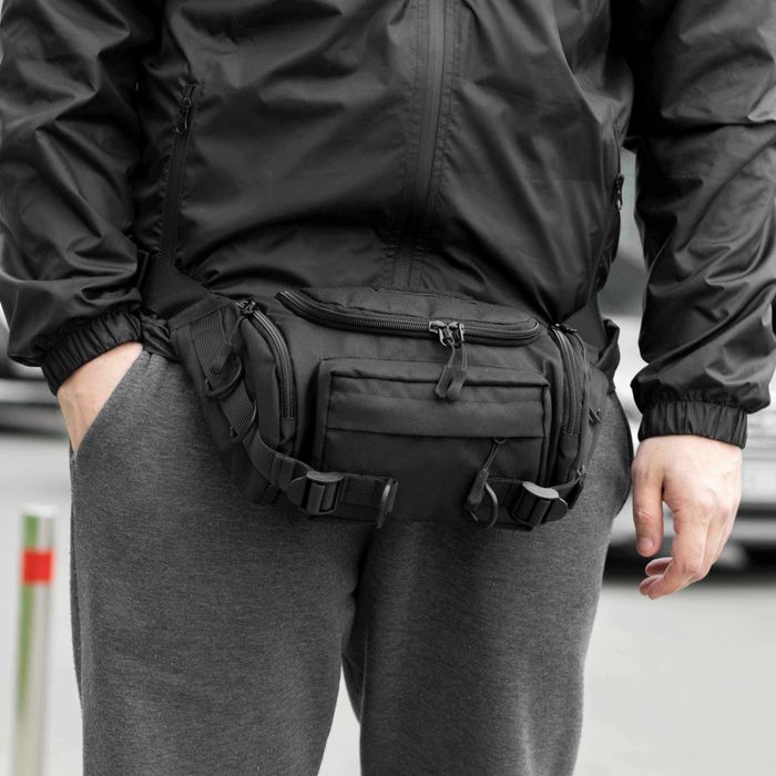 Нагрудна поясна сумка бананка тактична Armor чорна