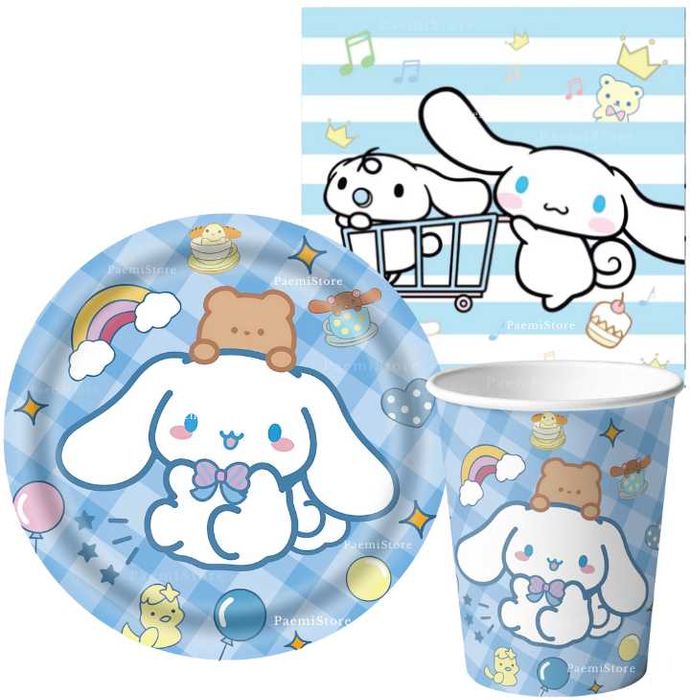 Cinnamoroll Kubki Talerzyki Serwetki 40 elem. Kuromi Sanrio Urodziny