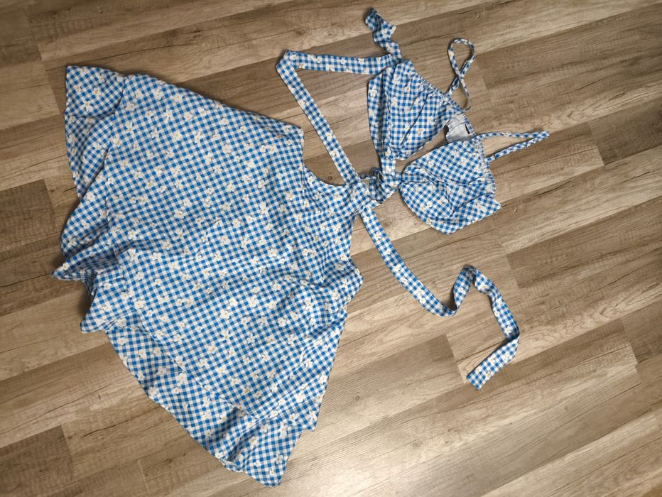 Sukienka spódniczkospodenki + top wiązanie niebieski haber damska