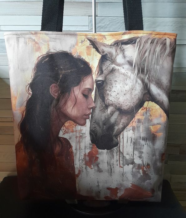 Torba, torebka, shopperka wodoodporna - dziewczyna i koń
