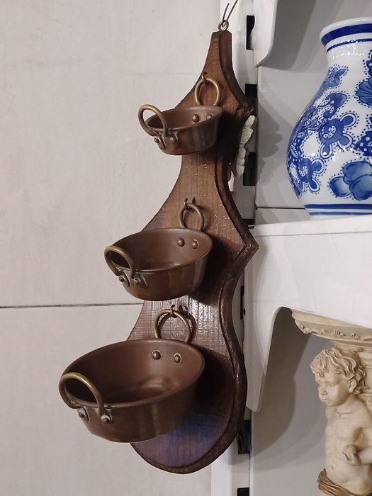 Conjunto de mini tachos antigos em cobre
