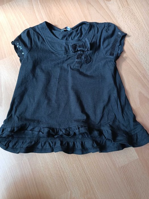 Czarna bluzka bluzeczka kokarda cekiny 98/104