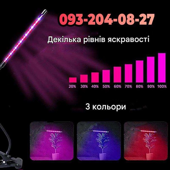 Фітолампа для рослин повний спектр з таймером та регулюванням 10-40W