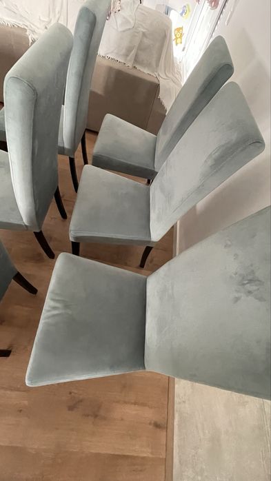 Conjunto de 6 Cadeiras tom azul pastel veludo
