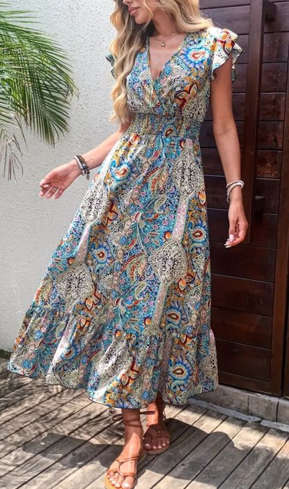 NOWA damska letnia sukienka maxi w stylu boho, rozm. M/L